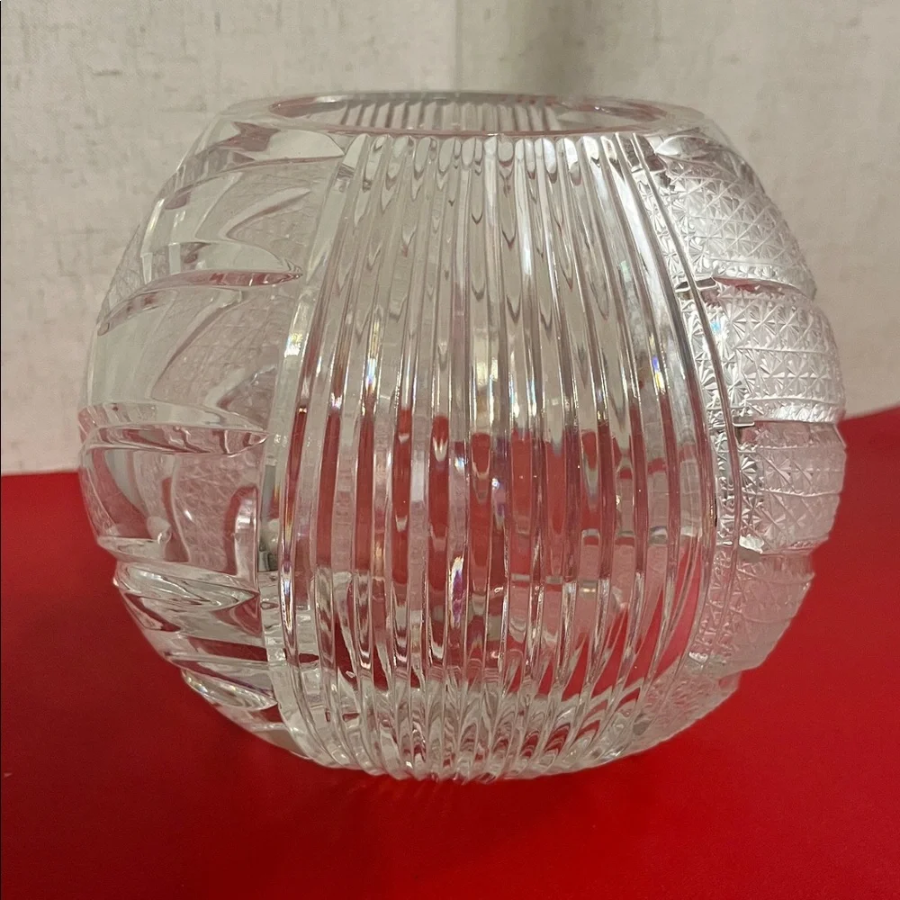 Very RARE 19th Century Large Crystal Vase 5.75”H 6.5”D